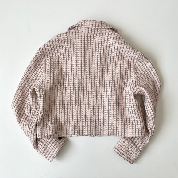 Club Monaco Women's Khaki Geo Print Crop Jacket in Pink Mix / Rose, Size XS - Picture 10 of 13